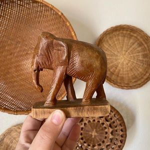 🍄SOLD🍄 Vintage Wooden Hand Carved Elephant Sculpture